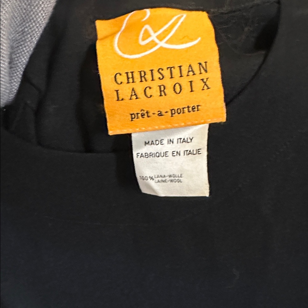 Vintage Christian Lacroix Black button up back long sleeve Midi flare Dress - Picture 3 of 4